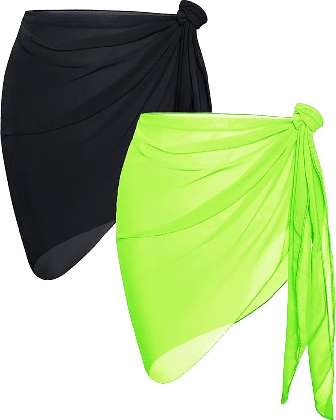 CHICGAL 2 Pieces Women Beach Sarong Bathing Suit Wrap Skirt Sheer Bikini Swimsuit Cover Ups for S... | Amazon (US)