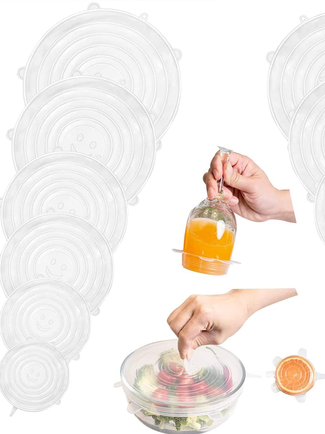 6 peças/conjunto Cobertura alimentar silicone comida minimalista transparente para cozinha | SHEIN