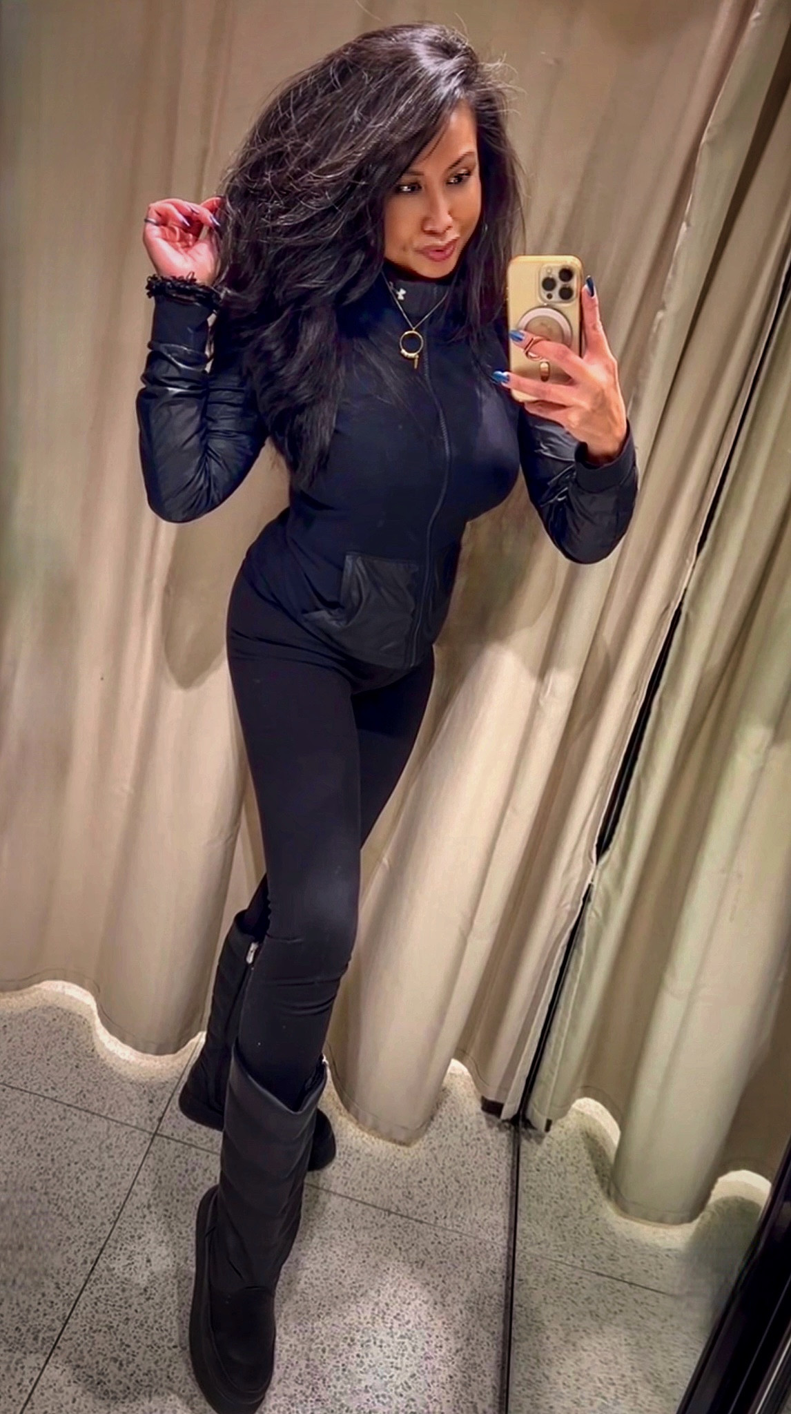 I’m 5’3 128 lbs and wearing the Under Armour  jacket in SM, the Victoria’s Secret leggings in MED and the Macy’s boots in sz 7. Unfortunately, the specific items are all sold out so I linked similar items  

#LTKfindsunder50 #LTKU #LTKstyletip