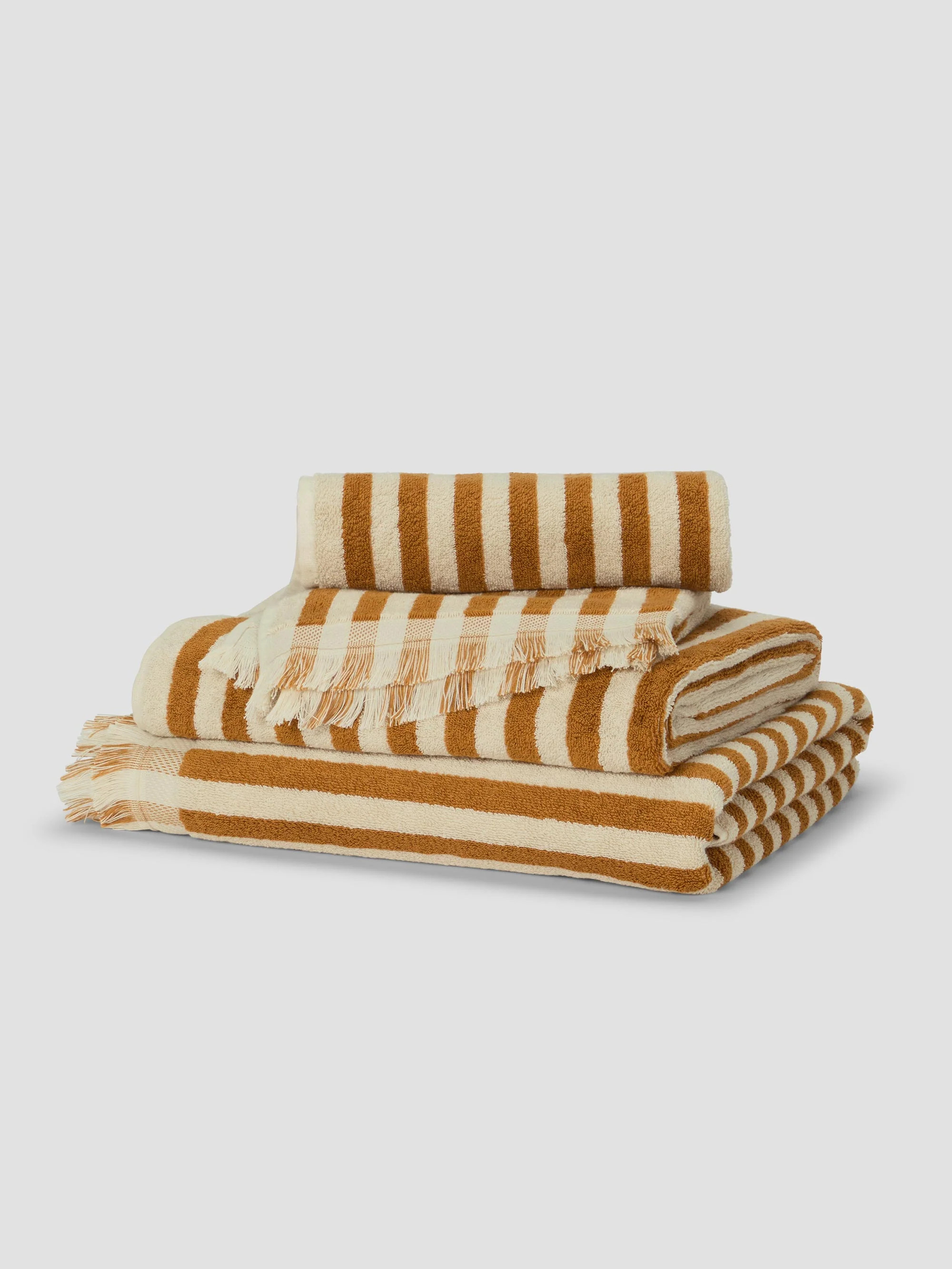Russet Yellow Pembroke Stripe Cotton Towels | Piglet