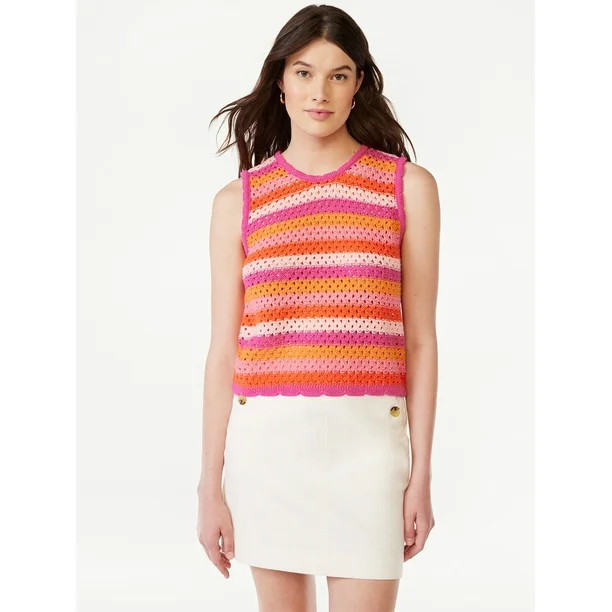 Free Assembly Women's Sleeveless Crochet Sweater Top, Sizes XS-XXL - Walmart.com | Walmart (US)