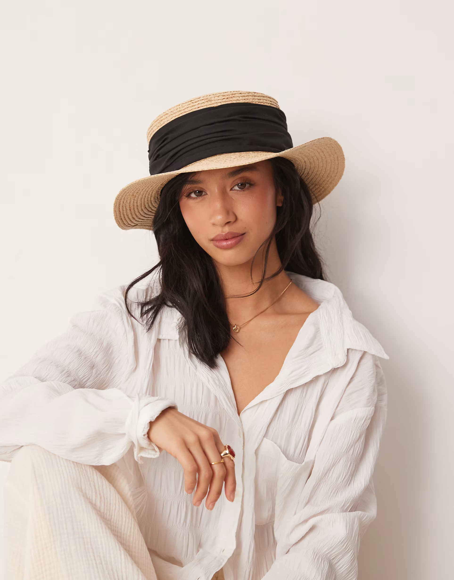 ASOS DESIGN natural straw boater hat with wide band | ASOS | ASOS (Global)
