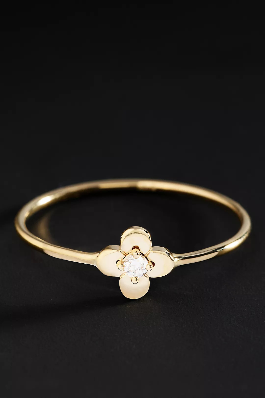 Ana Luisa Solid Yellow Gold Mini Diamond Flower Ring | Anthropologie (US)