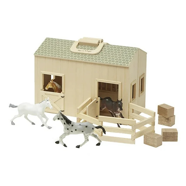 Melissa & Doug Wooden Fold & Go Mini Kids Play Stable | Walmart (US)