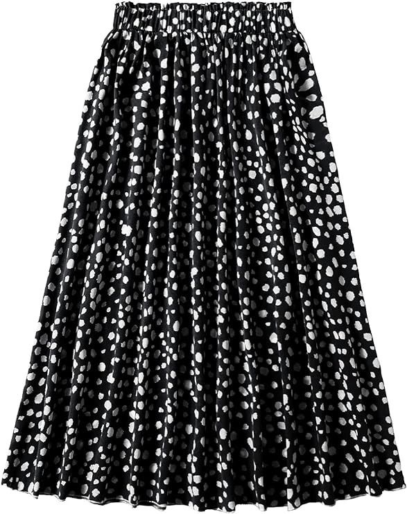 Milumia Women's Vintage Dalmatian Print A Line High Waist Flare Flowy Midi Skirts | Amazon (US)