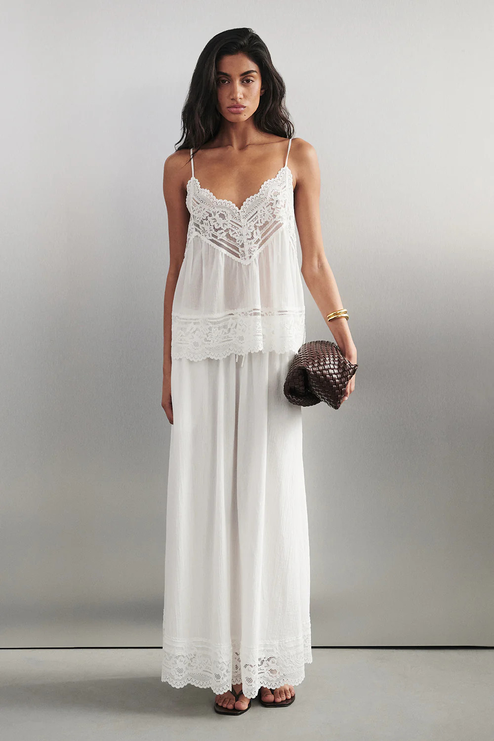 ELISA WHITE COTTON SHEER MIDI SKIRT | DISSH