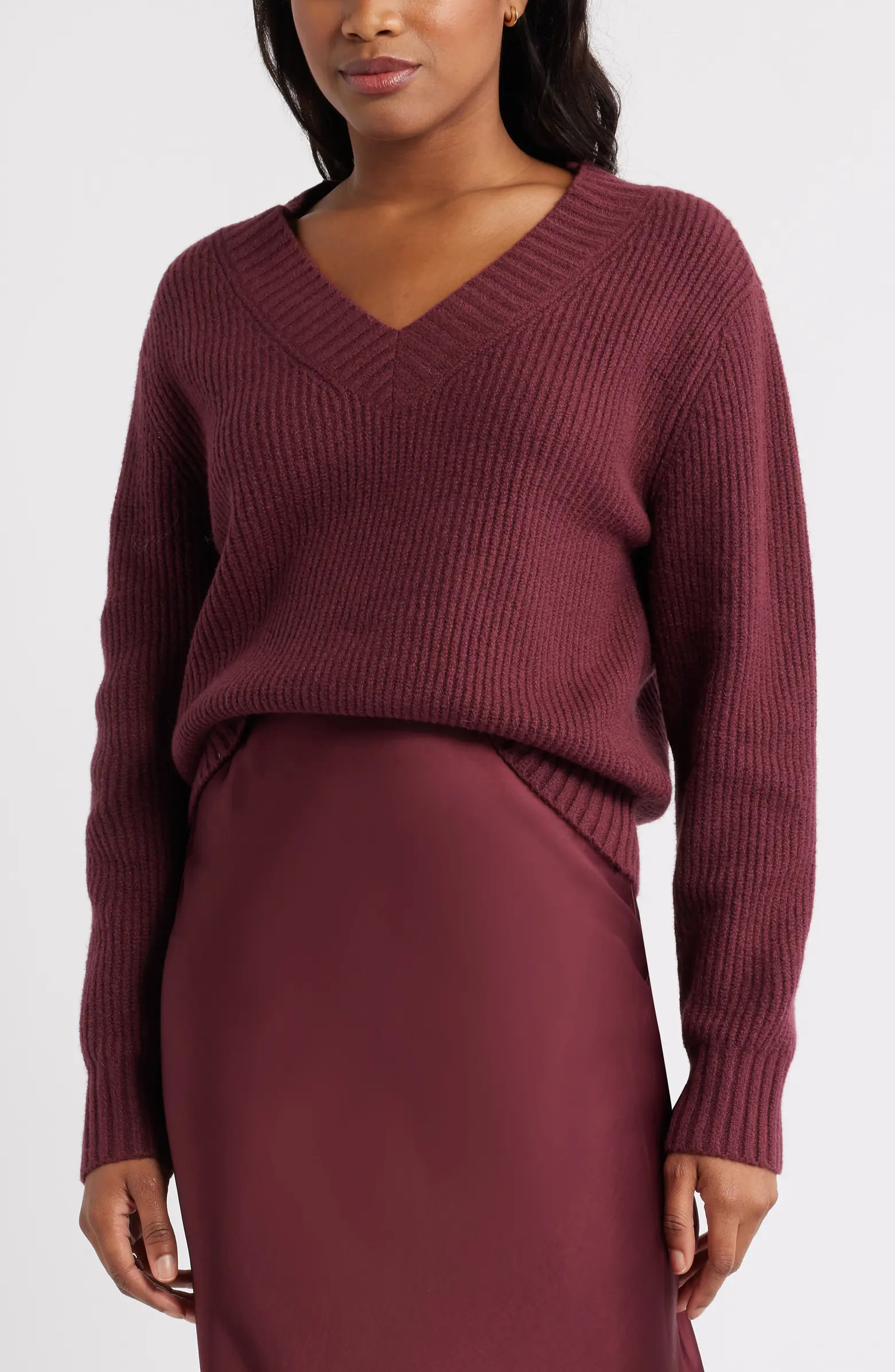 Open Edit Rib V-Neck Sweater | Nordstrom | Nordstrom