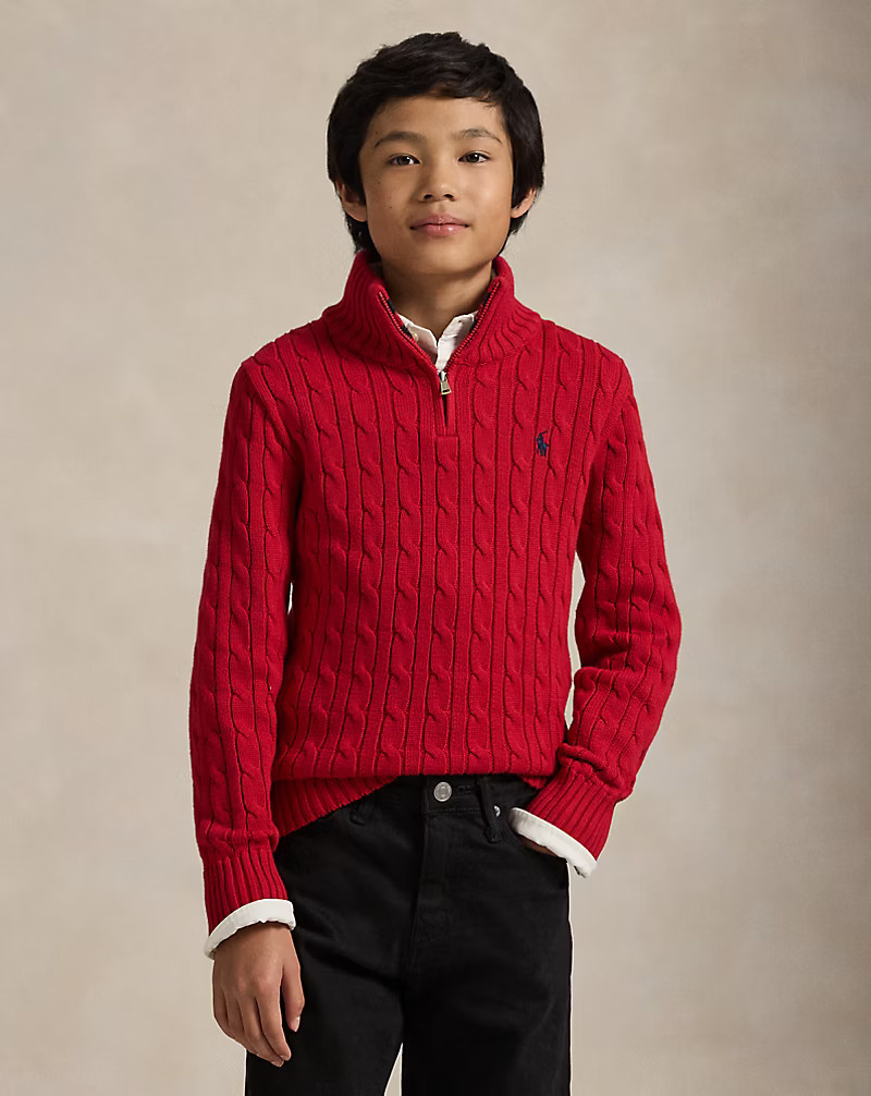 Cable-Knit Cotton Quarter-Zip Jumper | Ralph Lauren (UK)