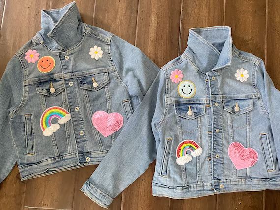 Girls Front & Back Patch Jean Jacket | Chenille Name Patch Jacket | Toddler Girls Custom Jean Jac... | Etsy (US)