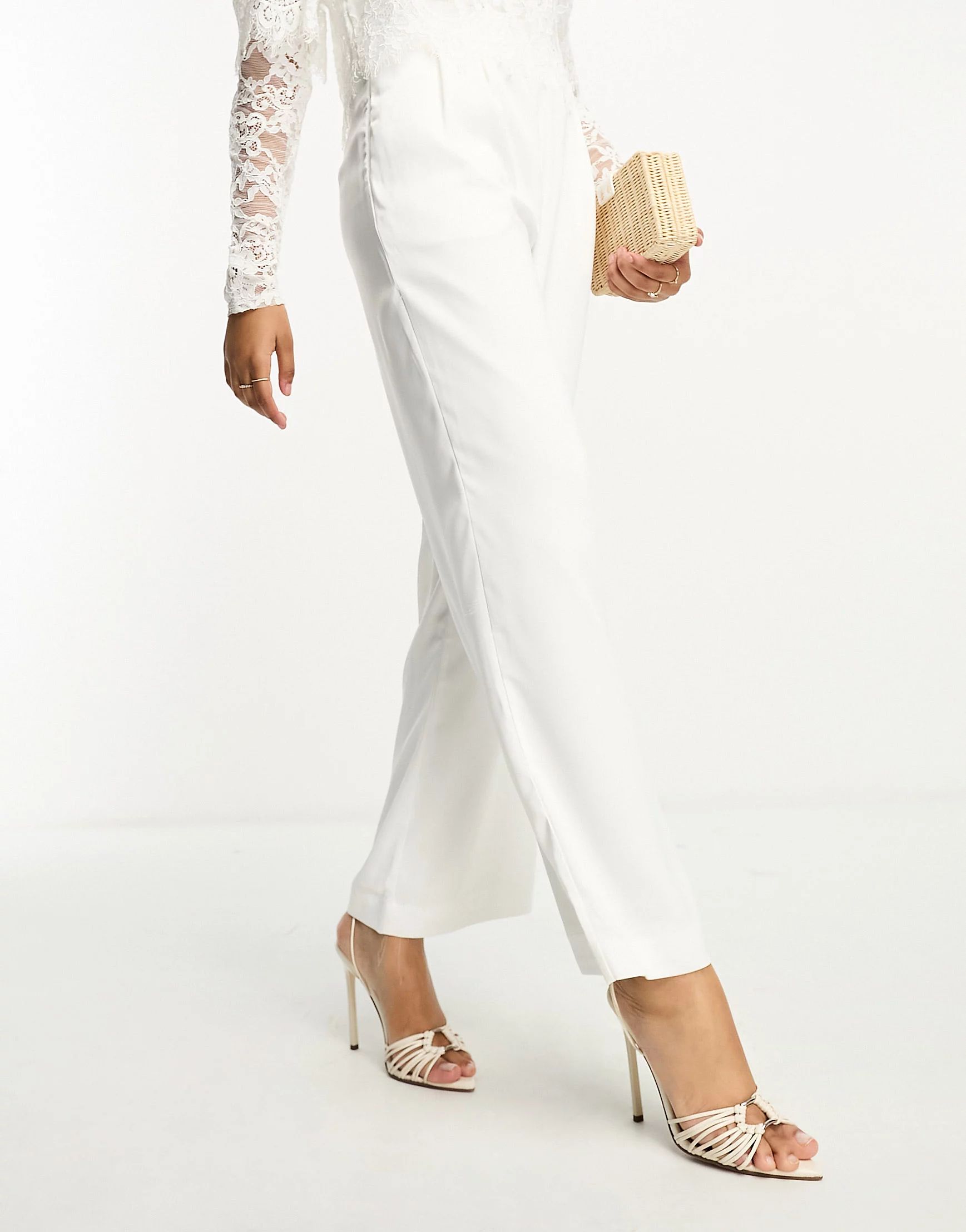 Vila bridal wide leg tailored trouser in white | ASOS (Global)