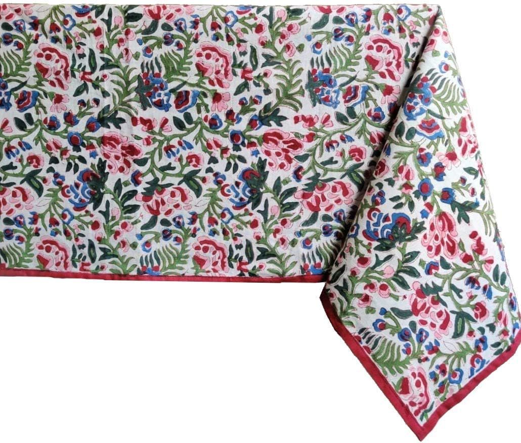 ATOSII Ambrosia 100% Cotton Rectangle Boho Fall Tablecloth, Handblock Floral Table Cloth Linen fo... | Amazon (US)