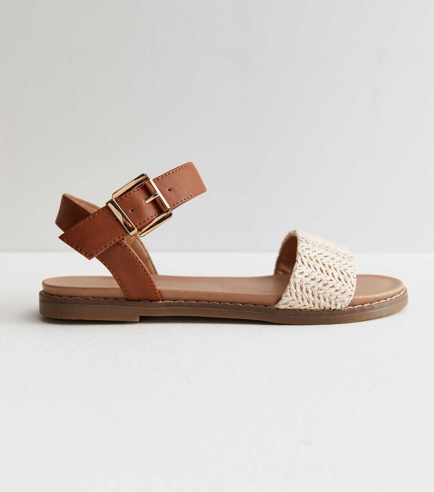 Off-White Raffia Strap Footbed Sandals
						
						Add to Saved Items
						Remove from Saved It... | New Look (UK)