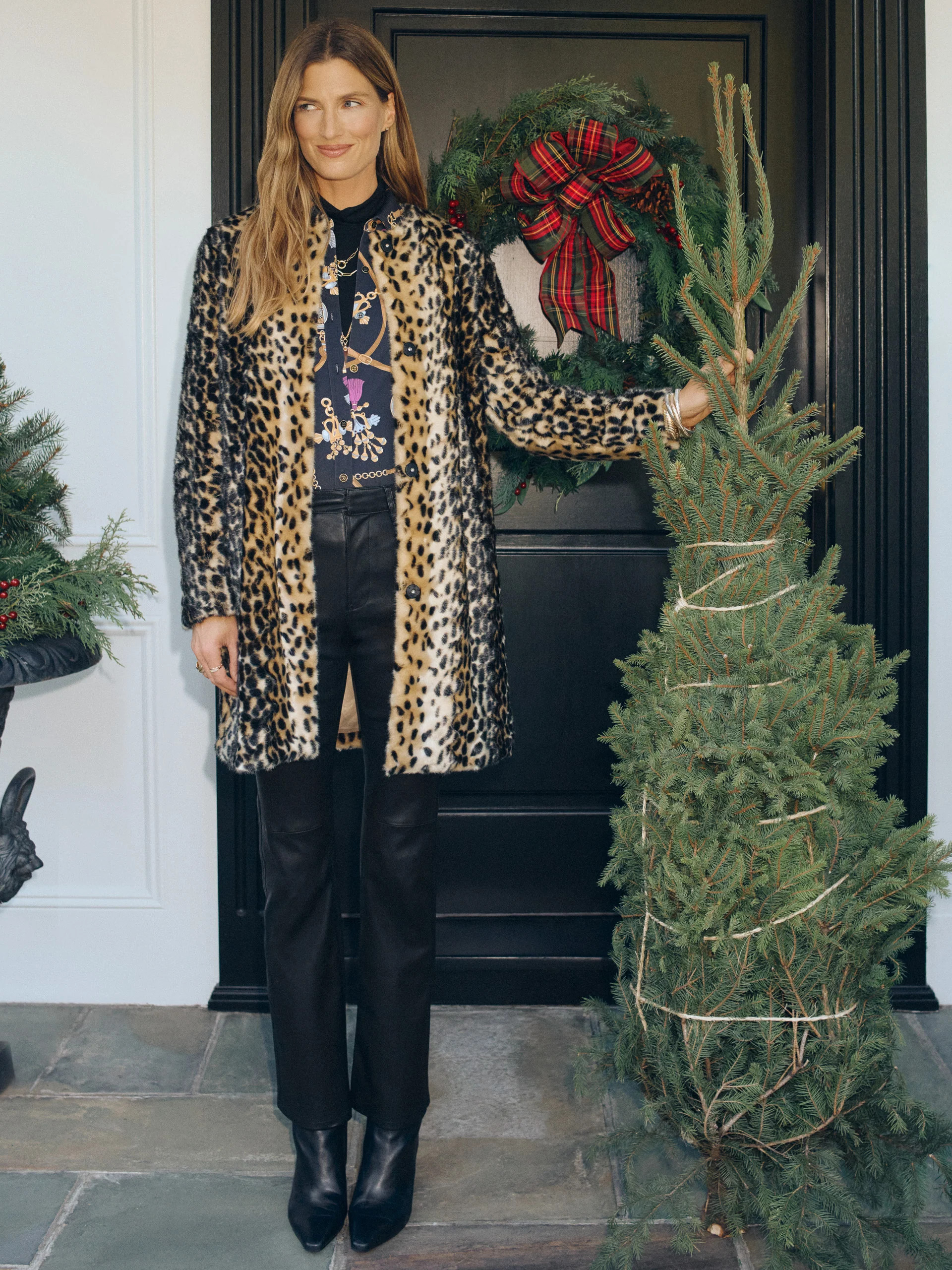 Pella Faux Fur Coat in Leopard | J.McLaughlin