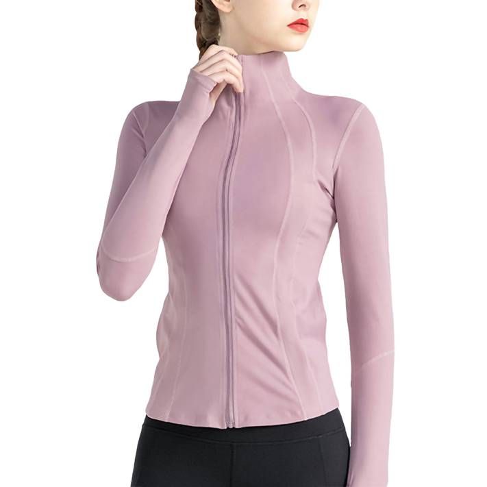 Women's Yoga Coat Solid Color Long Sleeve Mock Neck Front Zipper Slim Fit Sports Jacket Casual Si... | Walmart (US)