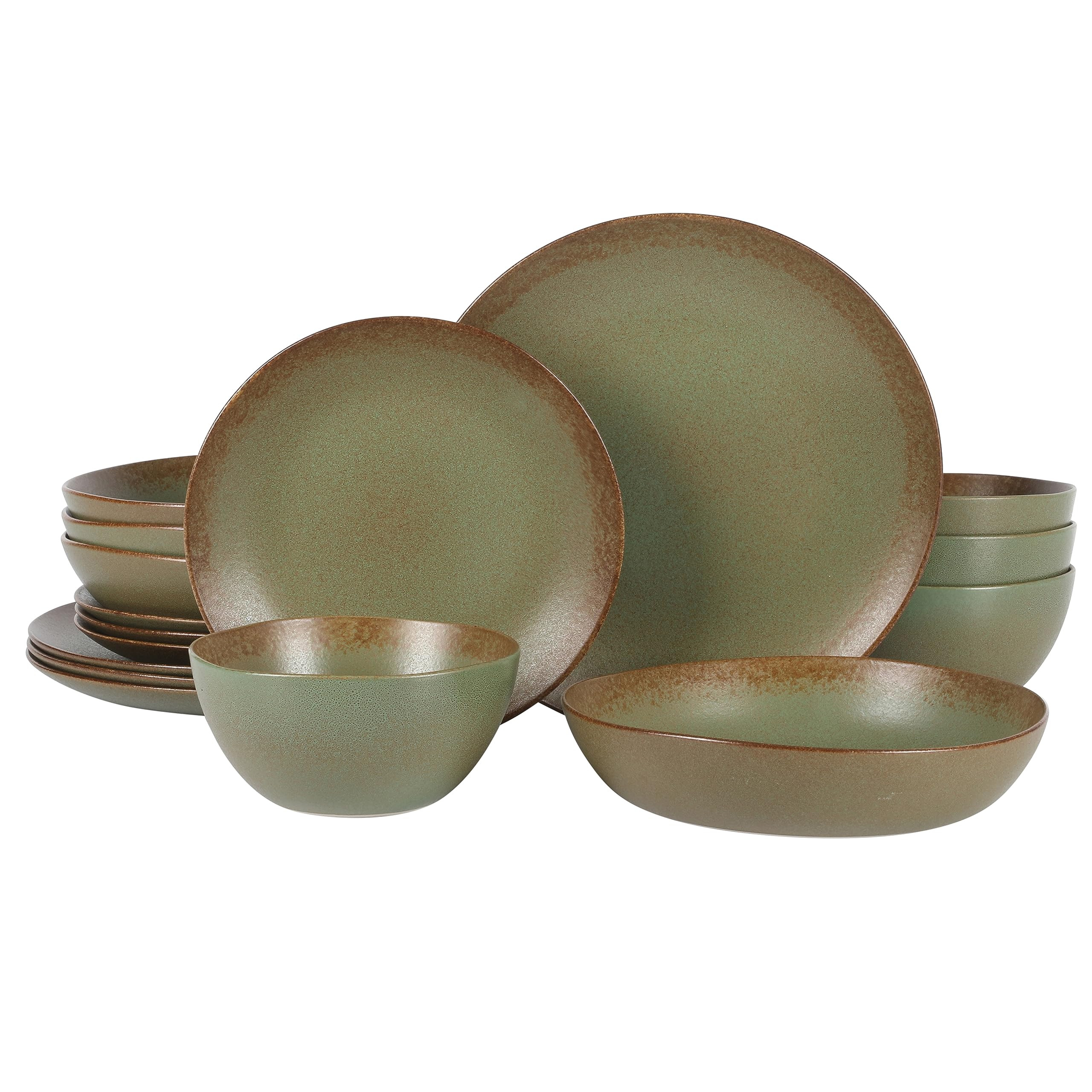 Bloomhouse Palermo Sun Double Bowl Stoneware Reactive Glaze Plates and Bowls Dinnerware Set - Car... | Amazon (US)