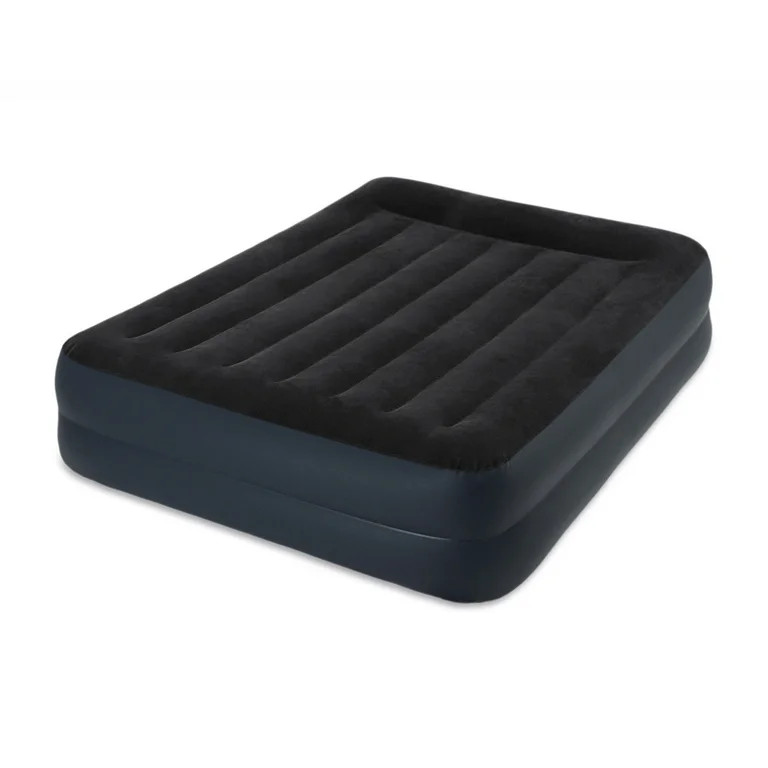 Intex Queen Pillow Rest Raised Fiber Tech Airbed Mattress Bed with Built In Pump | Walmart (US)