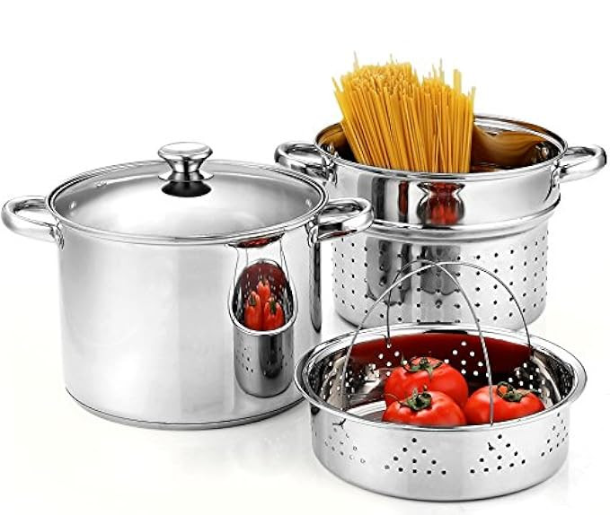 Cook N Home 02401, Stainless Steel 4-Piece 8 Quart Pasta Cooker Steamer Multipots | Amazon (US)