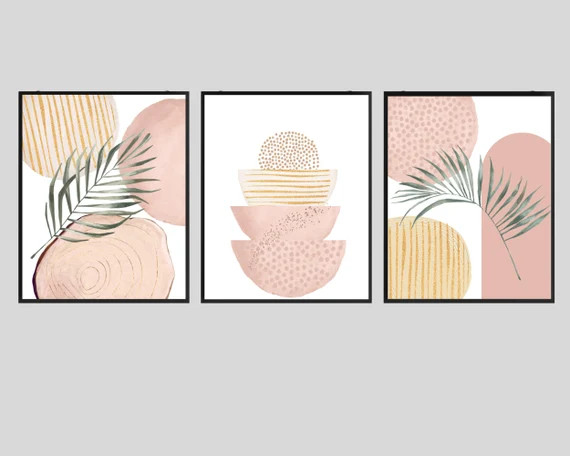 Pink Printable Wall Art Rose Pink and Cream Downloadable Art - Etsy | Etsy (US)