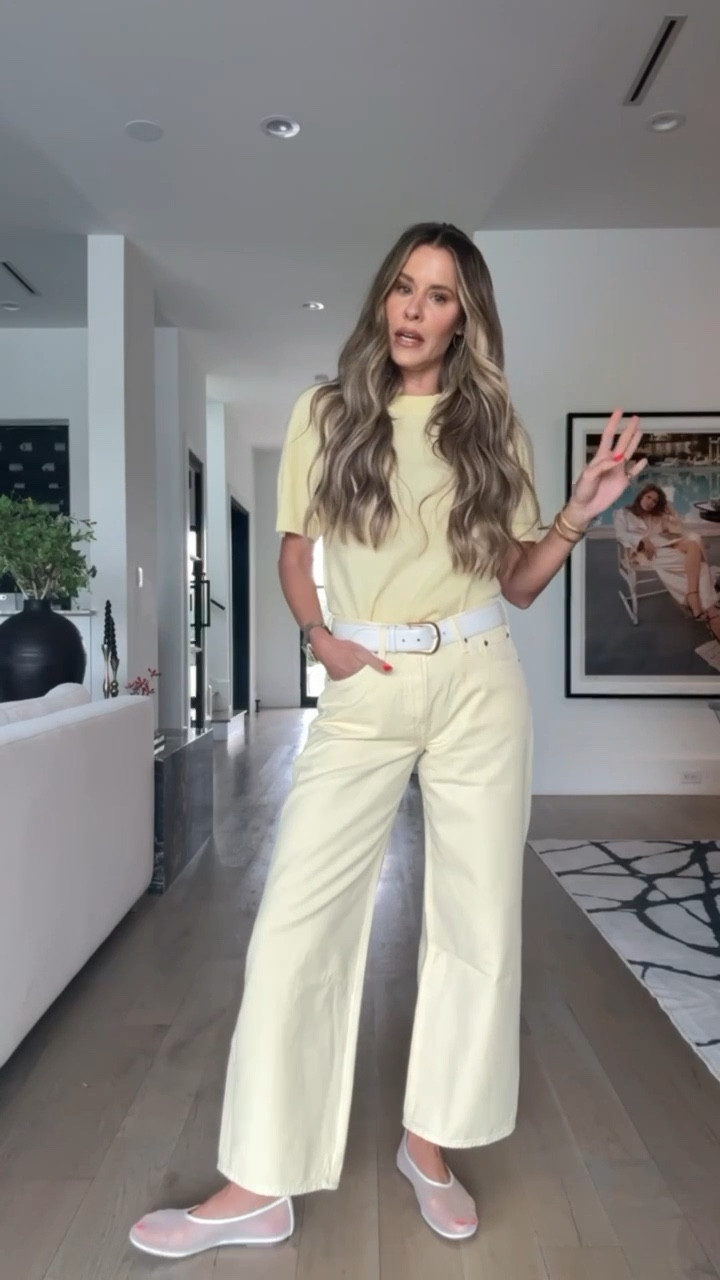 Give me all the butter yellow 💛💛  I’m obsessed with this color for spring! Jeans are the “Ultra Loose” style and may be my new most comfortable pair of jeans! @Abercrombie #AbercrombiePartner 

#LTKSeasonal #LTKFindsUnder100 #LTKSaleAlert