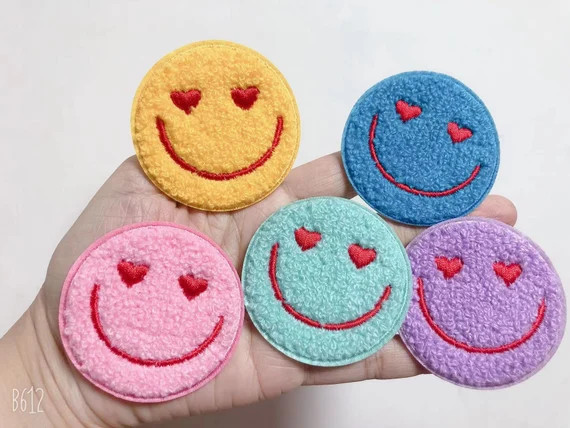Iron on Chenille Embroidered Smiley Face Applique Patch Design | Etsy | Etsy (US)