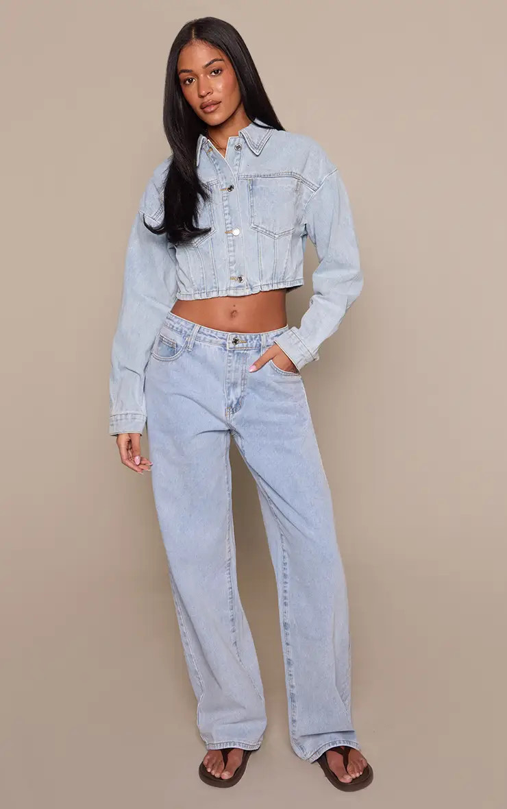 Tall Light Blue Straight Leg High Rise Jeans | PrettyLittleThing US