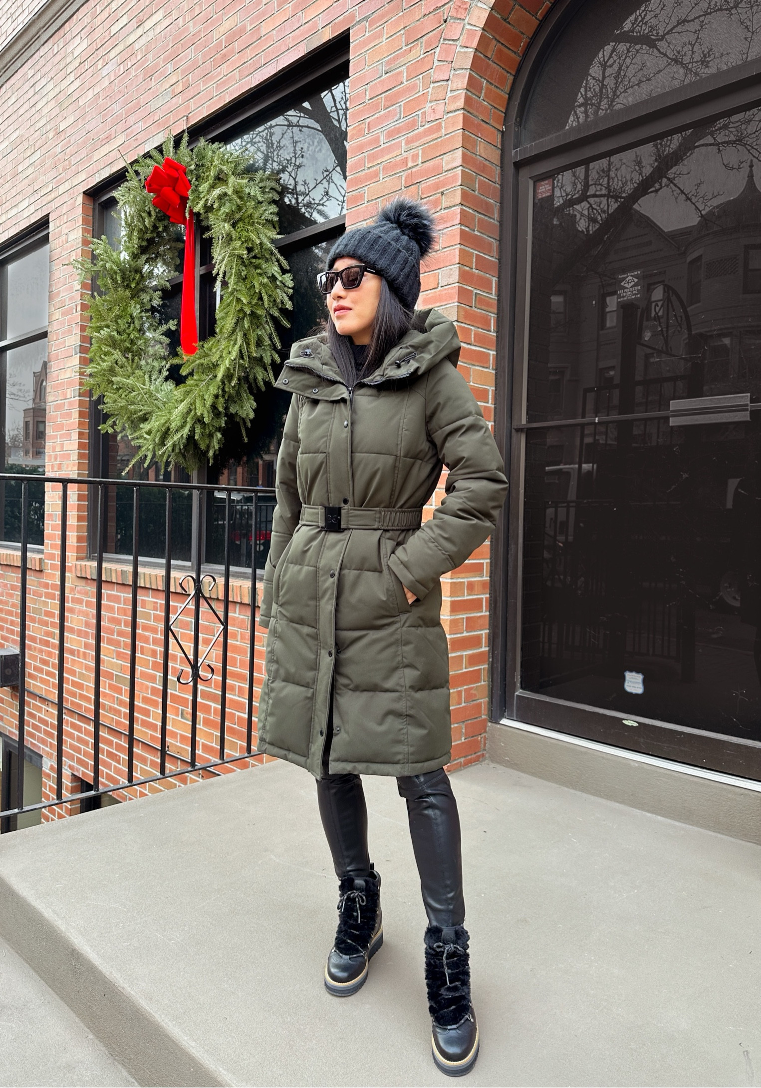 J crew belted shop puffer coat