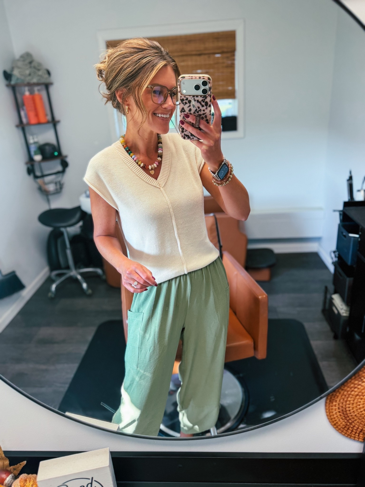 Casual workwear OOTD. You could easily add a denim jacket to this look and carry it into Fall. 
Top/small
Pants/medium

#LTKSeasonal #LTKOver40 #LTKWorkwear