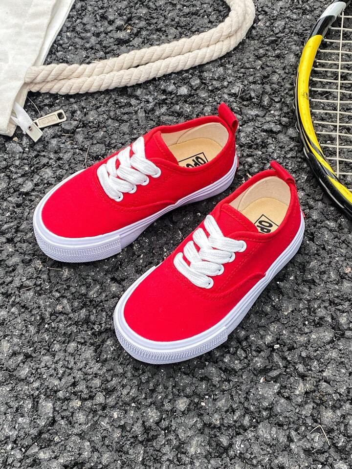 Kids Canvas Shoes, Spring/Fall Korean Style Simple Design Boys/Girls Low Top Casual Athletic Shoe... | SHEIN
