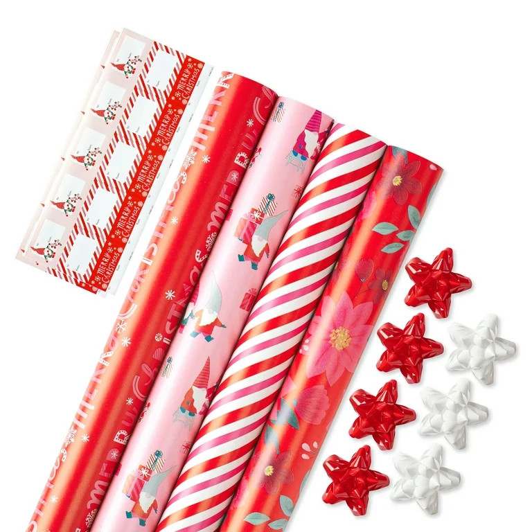American Greetings 120 sq. ft. Pink Christmas Wrapping Paper Set, Red and Pink (4 Rolls 30 in. x ... | Walmart (US)