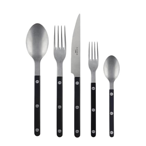 SABRE PARIS - 20-Piece Flatware Set For 4 - Bistrot Vintage Collection - Knives, Forks, Soup Spoons, Teaspoons & Dessert Forks - Stainless Steel & Nylon - Dishwasher Safe - Black - Mat Finish | Amazon (US)
