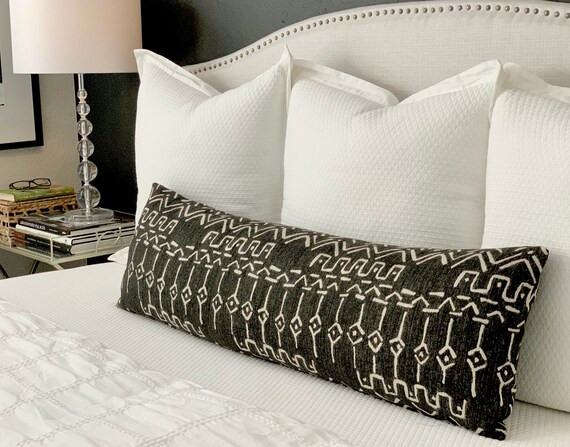 Extra Long Mudcloth Pillow Cover  Black Farmhouse Pillows  | Etsy | Etsy (US)
