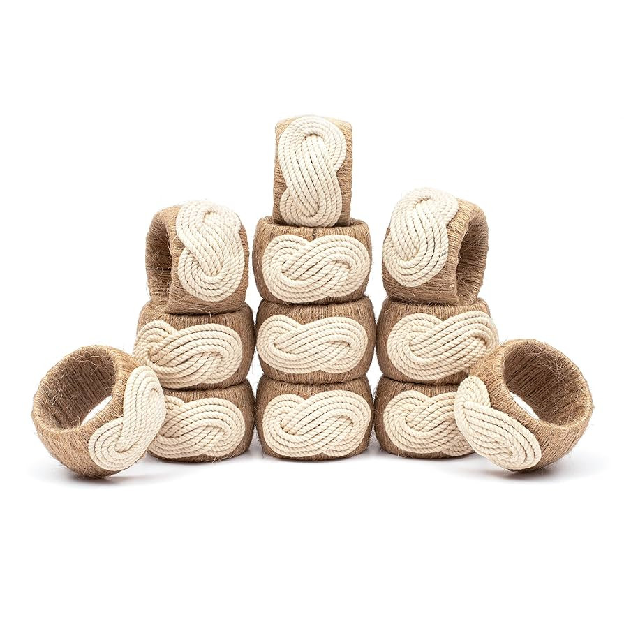 Napkin Rings Set of 12 - Elegant Napkin Holder for Cloth Napkins for Dining Table | Boho Home Dec... | Amazon (US)