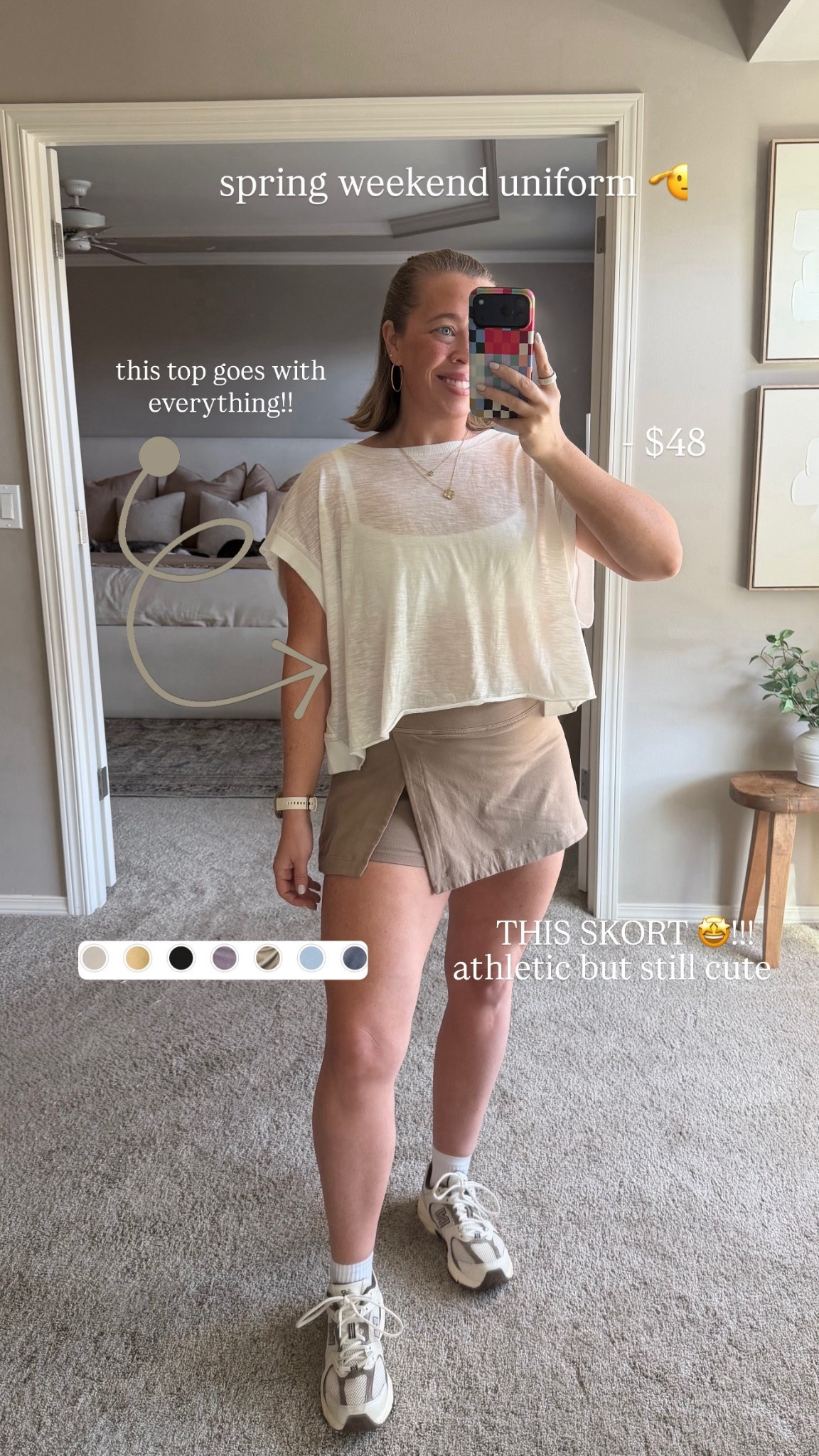 Midsize Spring Outfit 🤎👟This top + the skort?! Say less! Wearing a size large skort and small top. 

Size 10 | M\L | 5’4” 

@FPmovement #FPMovementPartner

#LTKootd #LTKActive #LTKMidsize