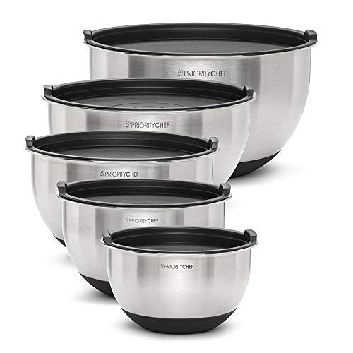 PriorityChef Premium Mixing Bowls With Lids, Inner Measurement Marks and Thicker Stainless Steel ... | Amazon (US)