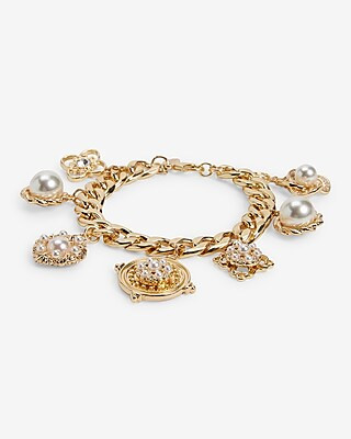Baroque Multi Charm Thick Chain Bracelet | Express
