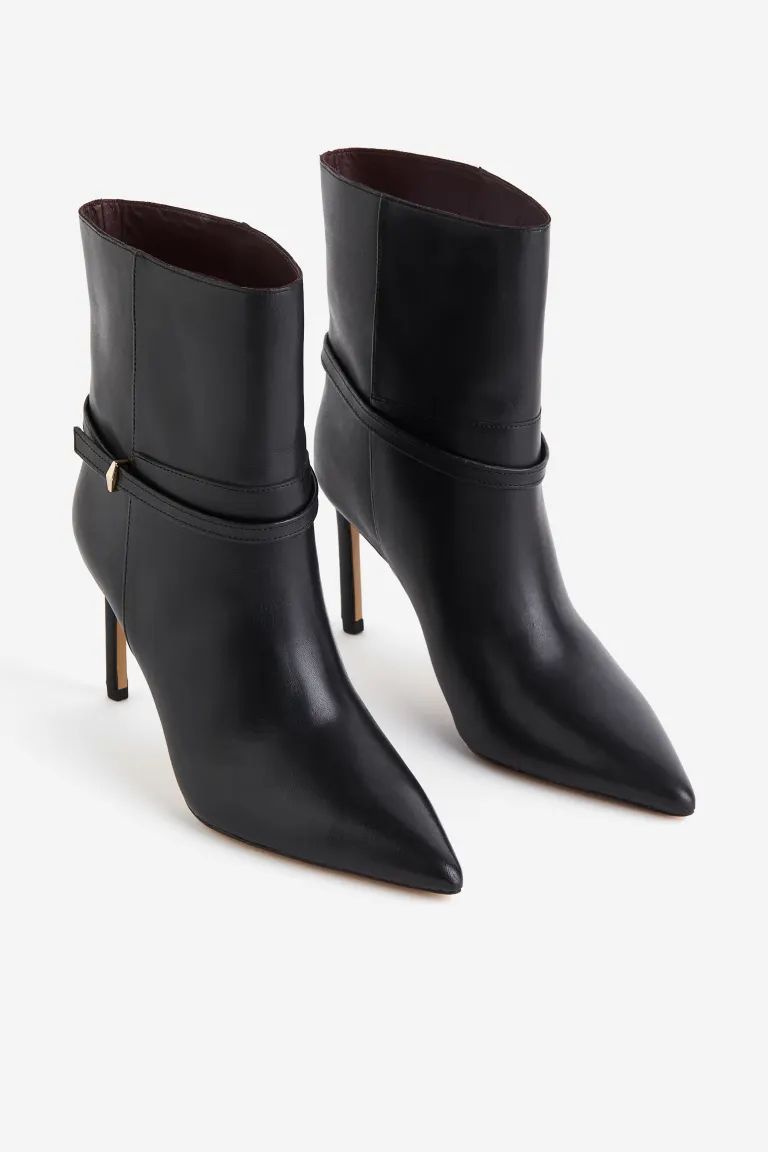 Ankle-high Leather Boots - Black - Ladies | H&M US | H&M (US + CA)