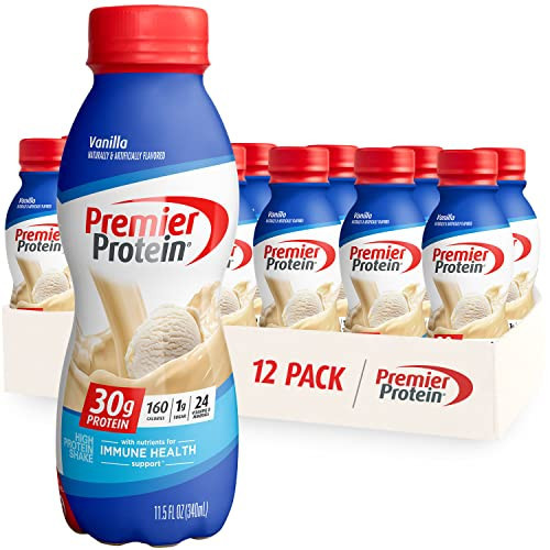 Premier Protein Shake, Vanilla, 30g Protein, 1g Sugar, 24 Vitamins & Minerals, Nutrients to Support Immune Health 11.5 fl oz, 12 Pack | Amazon (US)