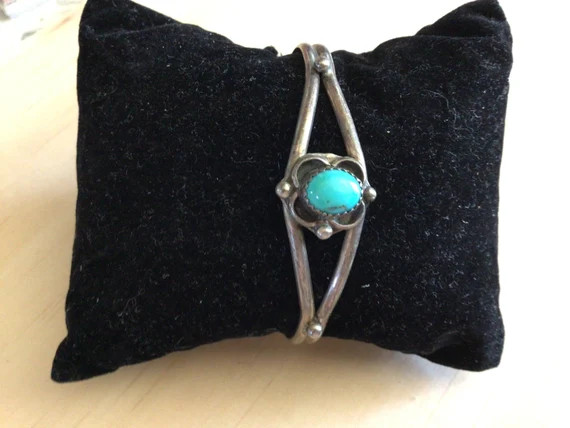 Vintage Turquoise and Sterling Silver Cuff Bracelet Southwest - Etsy | Etsy (US)