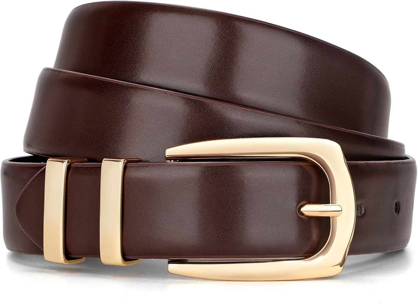 WHIPPY Women's Leather Belts for Jeans Pants Fashion Ladies Belt Gold Buckle Belts for Women | Amazon (US)