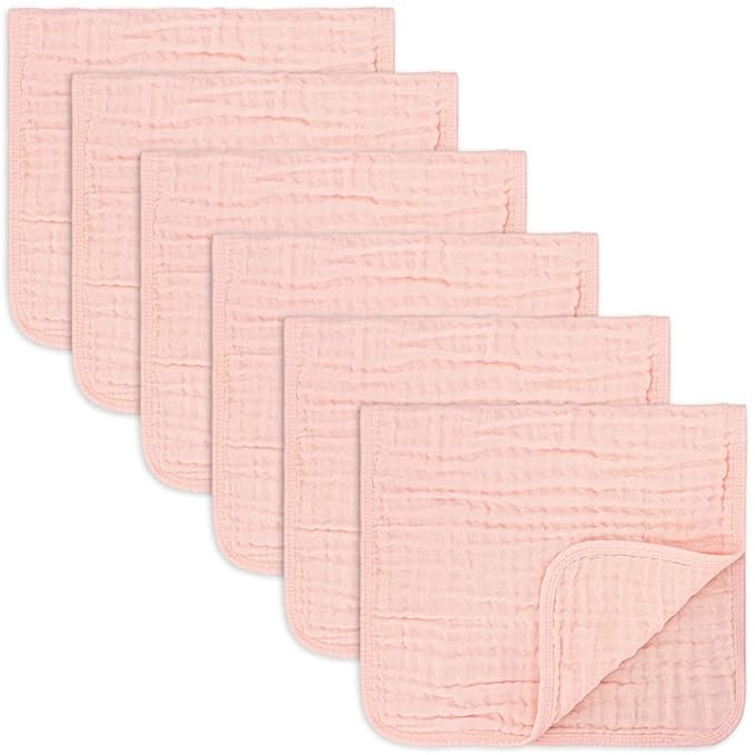 Comfy Cubs Muslin Burp Cloths Large 100% Cotton Hand Washcloths for Babies, Baby Essentials 6 Lay... | Amazon (US)