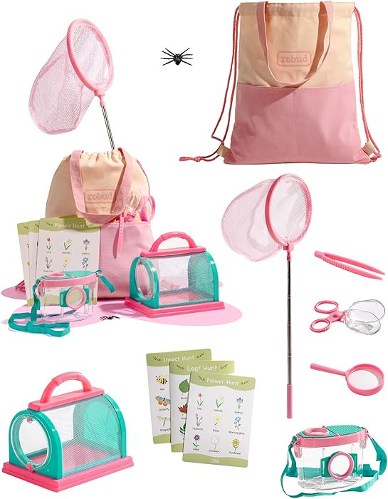 ROBUD Kids Explorer Kit, Bug Catcher Kit with Bag Kit, Pink Outdoor Exploration Set for Camping, ... | Amazon (US)
