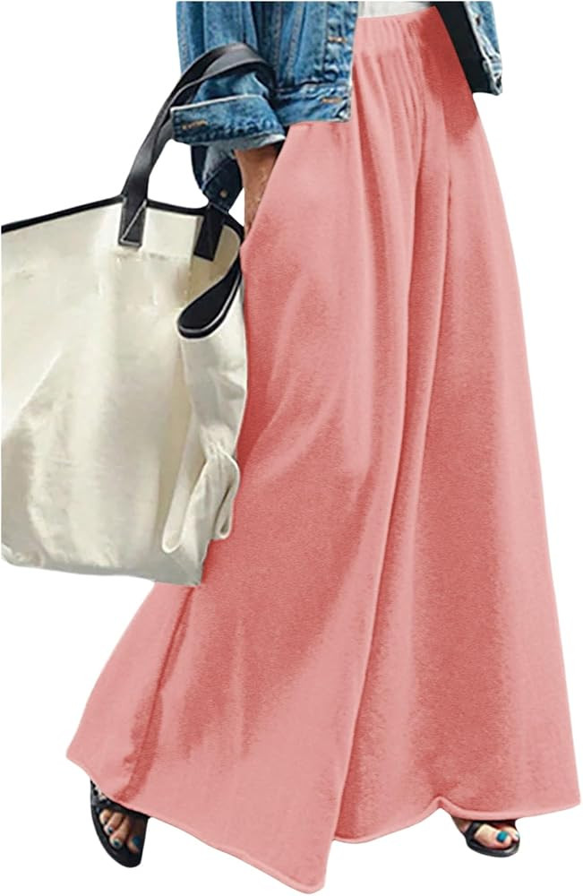 Women's Wide Leg Sweatpants High Elastic Waist Flowy Palazzo Pants Loose Baggy Pants Bottoms | Amazon (US)