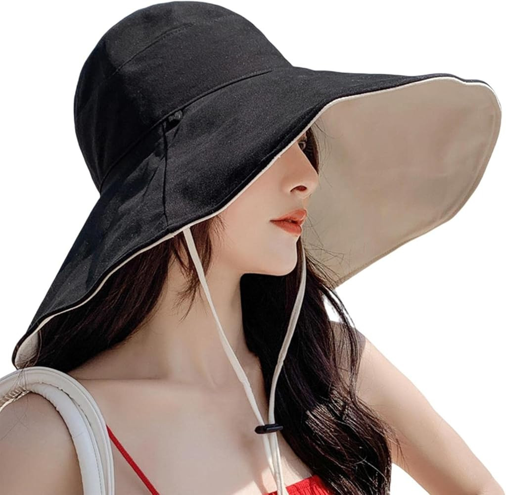 AMOVO Women's Sun Hat Ultra Wide Brim Bucket Hat for Summer Cotton Sun Hats UV Protection Beach Hats Fishing Cap Floppy | Amazon (CA)