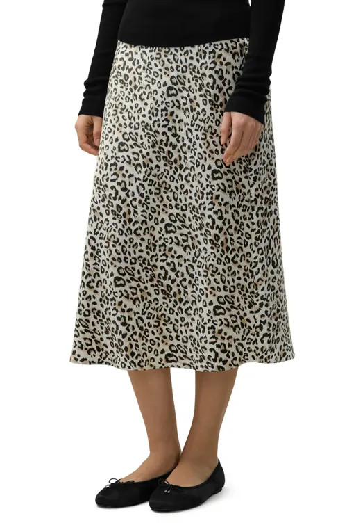 LILYSILK Leopard Print Bias Cut Silk Skirt in Dawn Leopard at Nordstrom, Size Large | Nordstrom