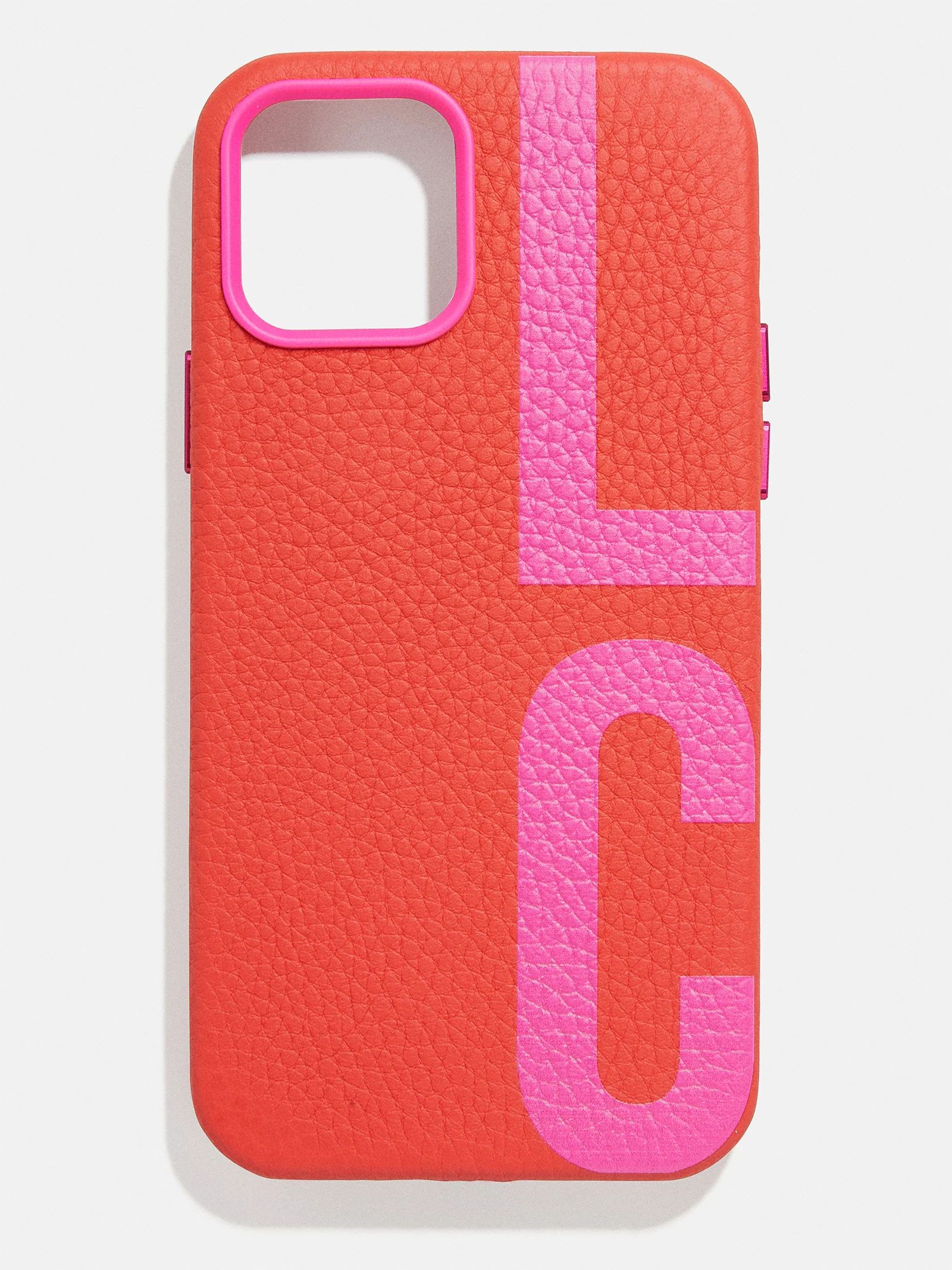 Leather Custom Initial iPhone Case - Red/Pink | BaubleBar (US)