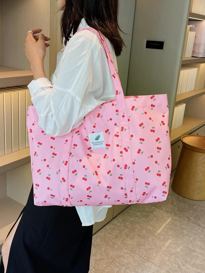Fashionable Sweet Girl Pink Cow Pattern Shoulder/handheld/tote/single-shoulder Shopping Bag | SHEIN