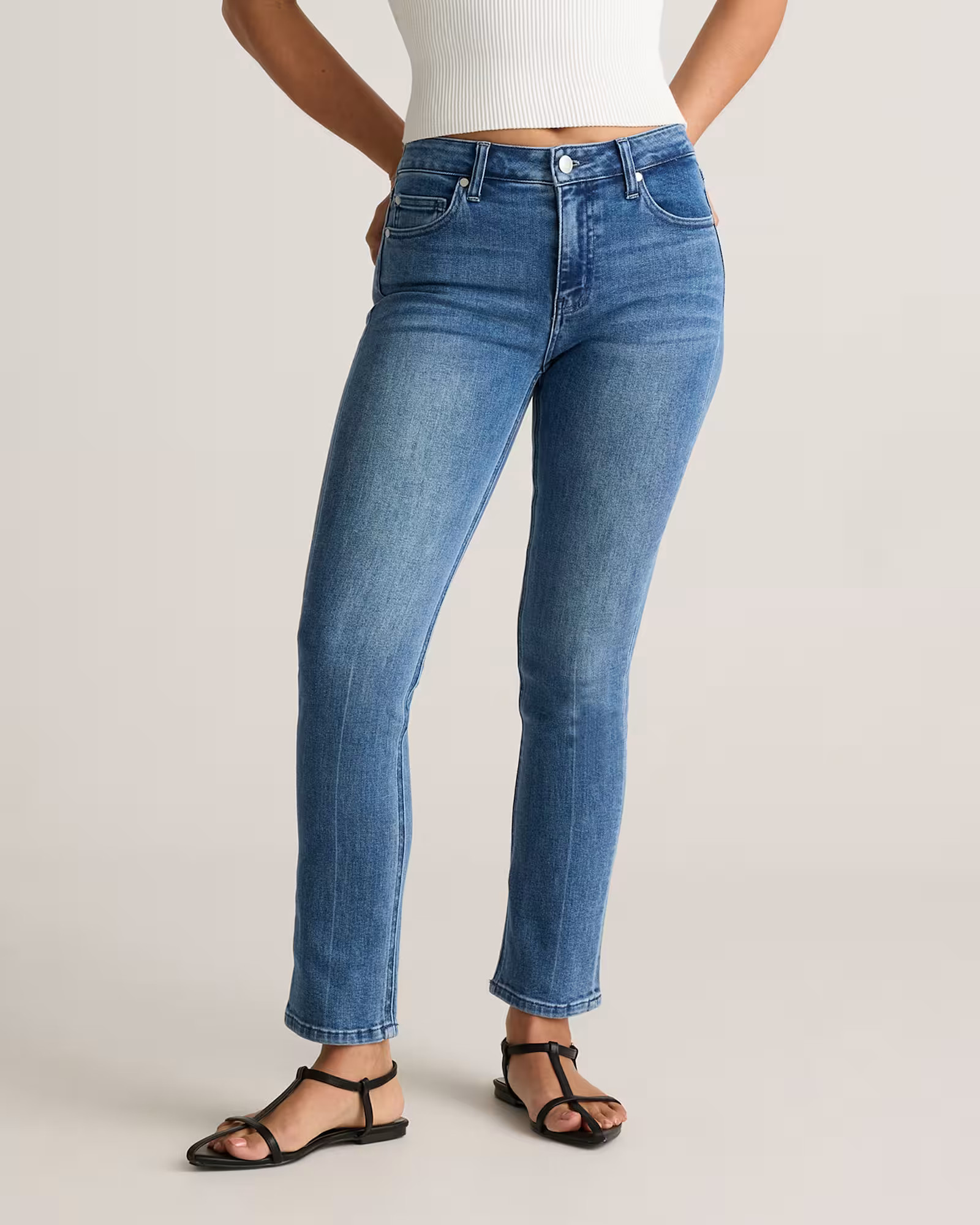 Luna Stretch Slim Straight Jeans in Seaside Blue | Quince