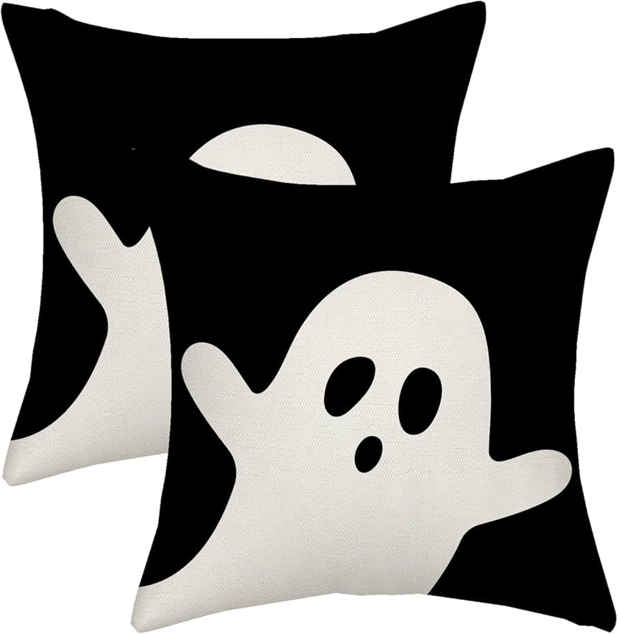 Halloween Pillow Covers 18x18 Black and White Ghost Decor Throw Pillows Case for Couch Halloween ... | Amazon (US)