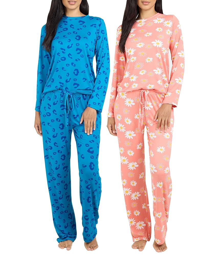 Real Essentials 2 Pack: Women's Pajama Set - Choose from Short Sleeve with Pocket or Long Sleeve ... | Amazon (US)