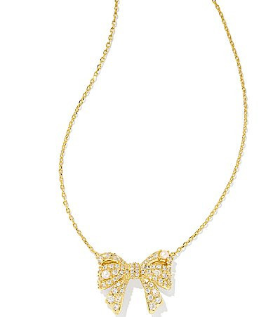 Kendra Scott Krista Bow Short Pendant Necklace - Gold White Pearl | Dillard's